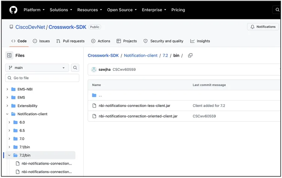 Notification test client example