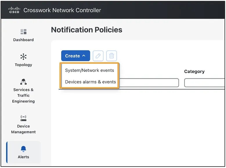 Notification policy options