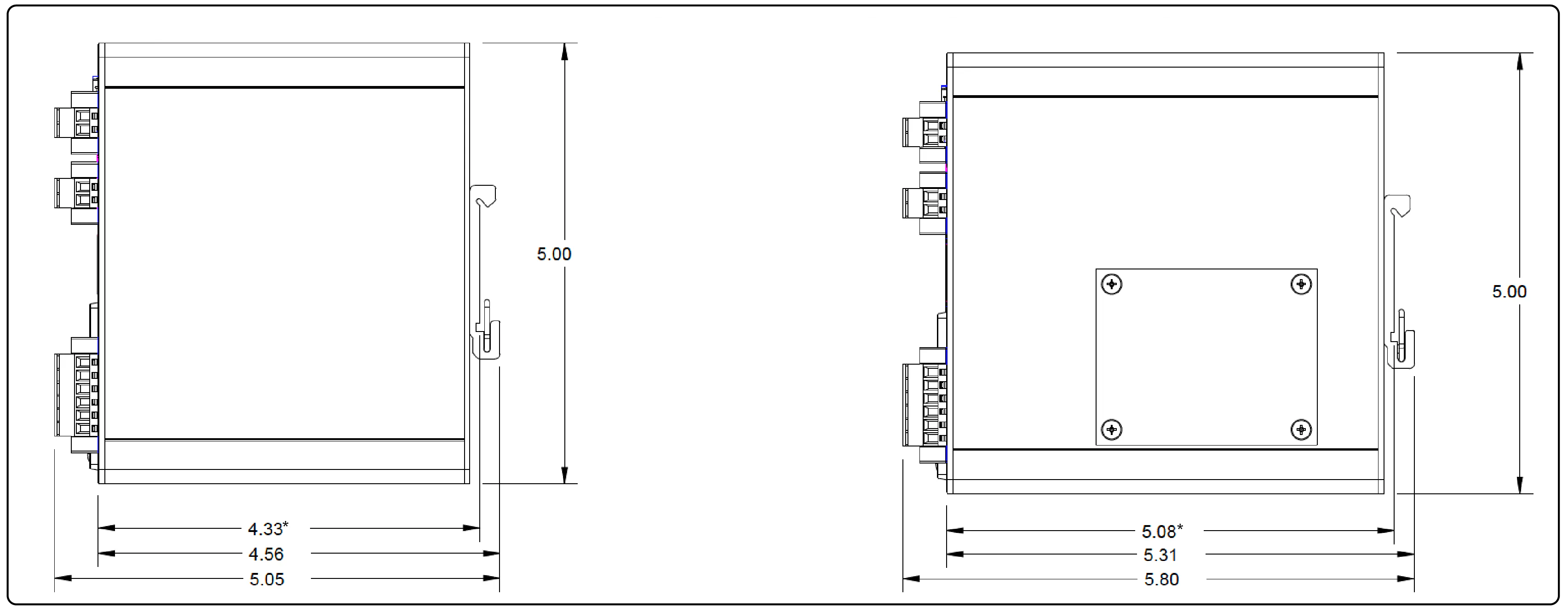 Cisco Catalyst IE3100 side view dimensions