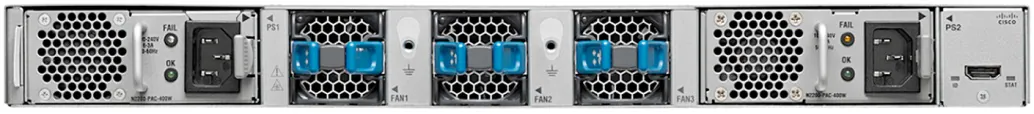 Cisco Nexus 2348TQ with Blue Handles Indicating Forward Airflow